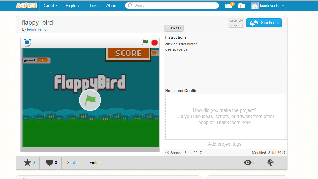 Learn Scratch by building a flappy bird game